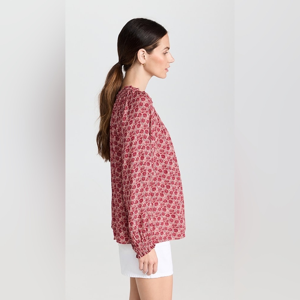 Faherty Emery Floral Print Granita Blouse Top Size Large Cottagecore - Picture 10 of 11